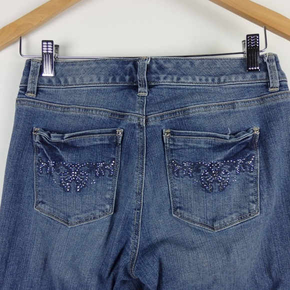 WHBM Rhinestone Contour Flare Leg Denim Jeans 2R - Picture 5 of 7